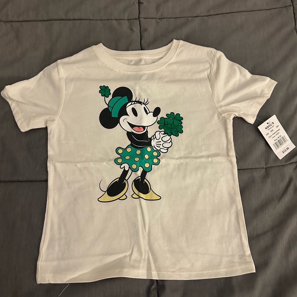 Disney White and Green Short Sleeve Tees with Mickey Mouse Graphics